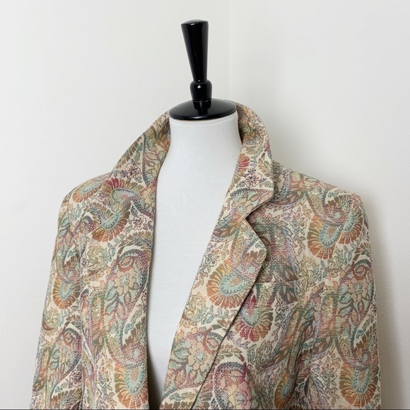 Vintage Oversized Paisley Textured Blazer Coat
